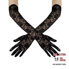 Womens Long Lace Gloves Long Floral Lace Opera Gloves Standard-55cm Black