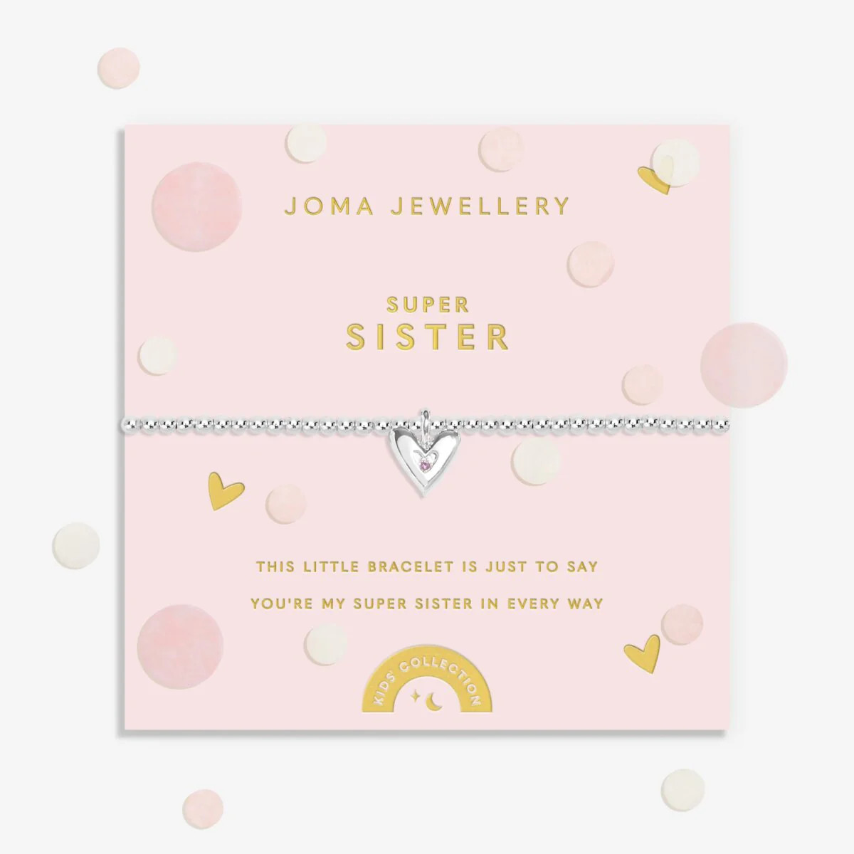 Joma Jewellery  Kids' Confetti A Little 'Super Sister' Bracelet In Silver Plati
