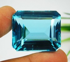 CERTIFIED 105.20 Ct Ocean Blue Brazilian Aquamarine Emerald Cut Loose Gemstone