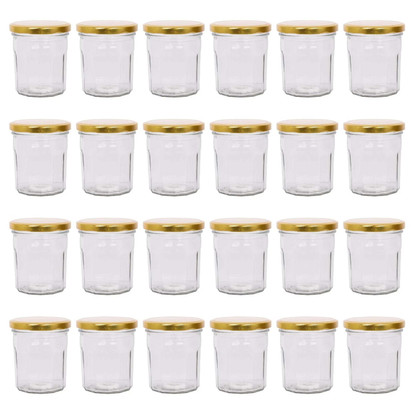Argon Tableware Glass Jam Jars with Lids - 310ml - Pack of 24