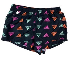 adidas big kids girl's black lined shorts with adidas print size M 10/12 