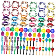 84 Pcs Shaker Musical Instruments Set including 12 Plastic Handheld Tambourine