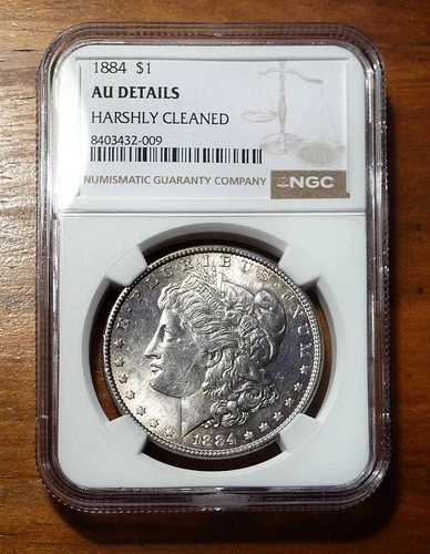 1884 P Morgan Silver Dollar NGC AU Details 'Harshly Cleaned'
