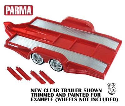#10279T - 1/10 PARMA RC Car Truck Body 2 AXLE Vintage TRAILER .040'' Clear