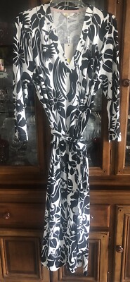 BODEN Maxi Dress Glorious British Style 3/4 SLV US 12 Black & White Floral NWT