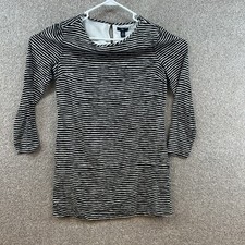 Gap Women's Shirt Dress Size Medium Black White Striped Long Sleeve Pullover