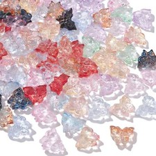 100x Transparent Glass Butterfly Loose Crystal Beads for DIY Jewelry Making
