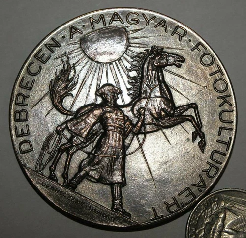 For the Hungarian photoculture Bronze medal 1934 Debrecen,w horse and horseman