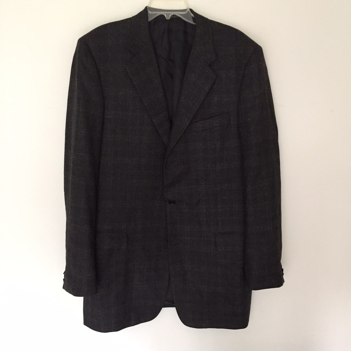 Loro Piana Zelander Merino Wool Gray Plaid Sport Coat Mens 46L (US