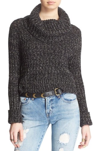 Free People Marled Turtleneck Crop 
