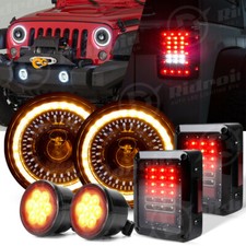 For Jeep Wrangler Jk 07-18 Combo 7 Halo Led Headlights Turn Signals Tail Lights For Jeep Wrangler Jk 07-18 Combo 7 Halo Led Headlights Turn Signals Tail Lights