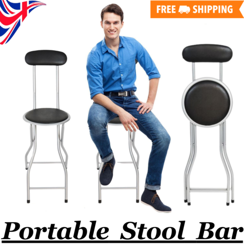 Portable Outdoor Folding Picnic Camping Garden Seat Chair Breakfast Bar Stool UK - Picture 1 of 15