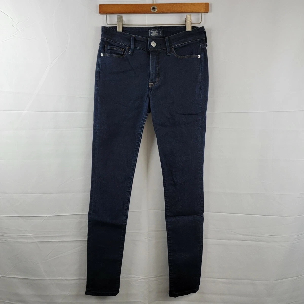 Abercrombie Fitch Low Rise Super Skinny Dark Wash Jeans Dark Denim 25 0s