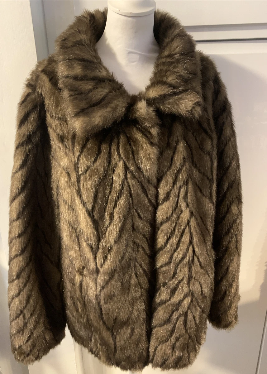ASOS Brown Faux Fur Jacket Size 20 eBay