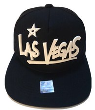 Las Vegas Black With White 3D Lettering Ace Cap Trading Inc Snap Back Hat/Cap