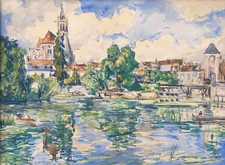 Orens DENIZARD (1879-?) Impressionist Landscape Moret-Sur-Loing Fontainebleau