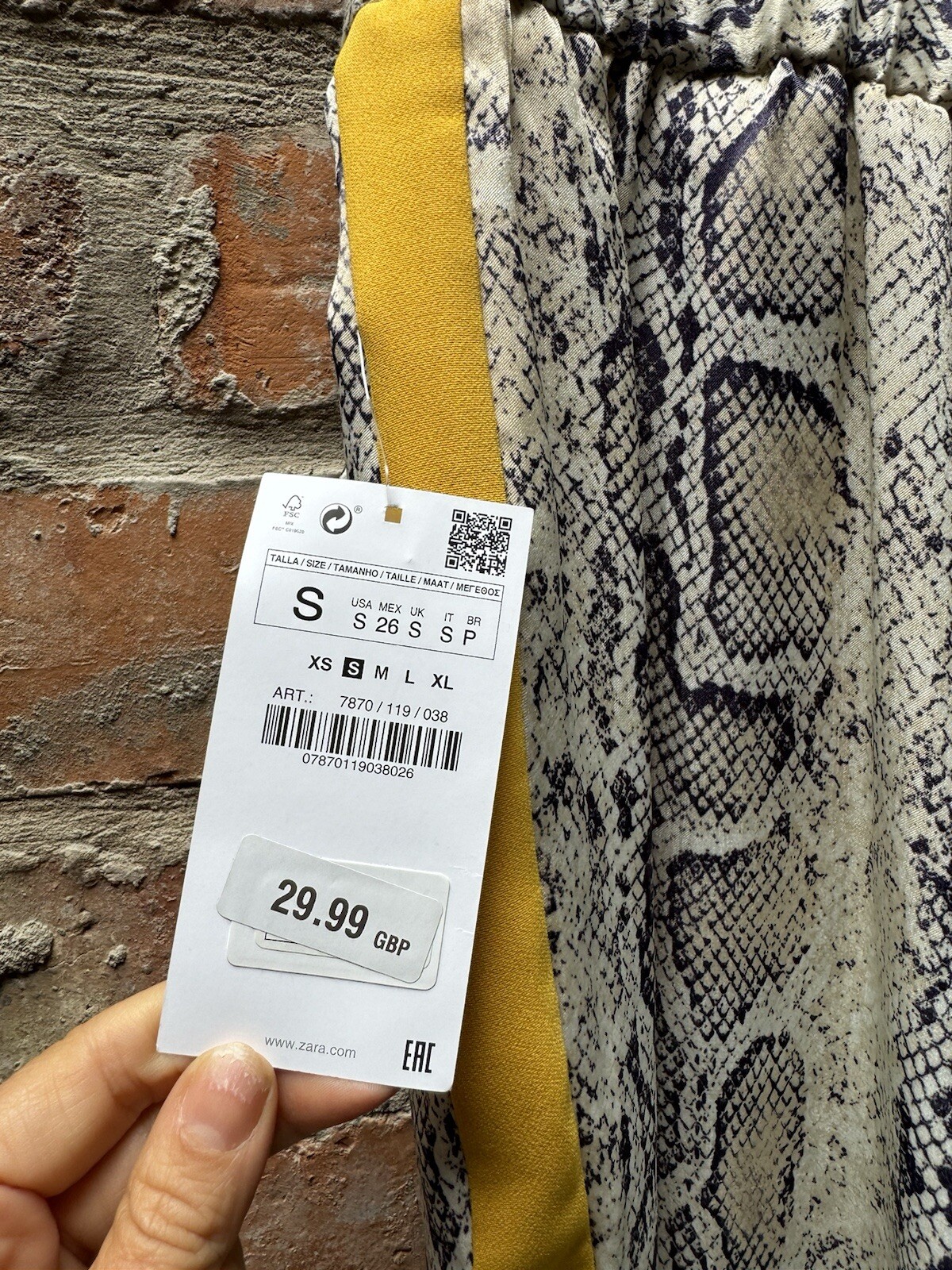 ZARA SNAKESKIN TROUSERS W YELLOW STRIPE RRP £29.99 BNWT SIZE S image 7