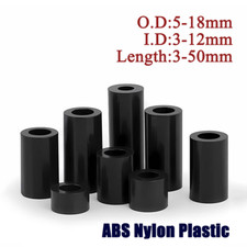 Black ABS Nylon Plastic Spacers Standoff Round Washers O.D:5-18mm I.D:3-12mm