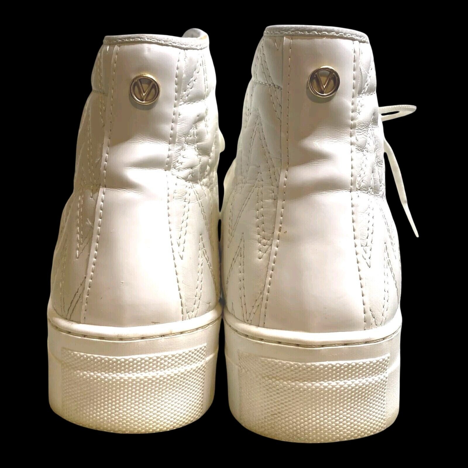 Valentino By Mario High Top Sneakers Women’s Sz 8.5 Made In Italy White Leather thumbnail 9