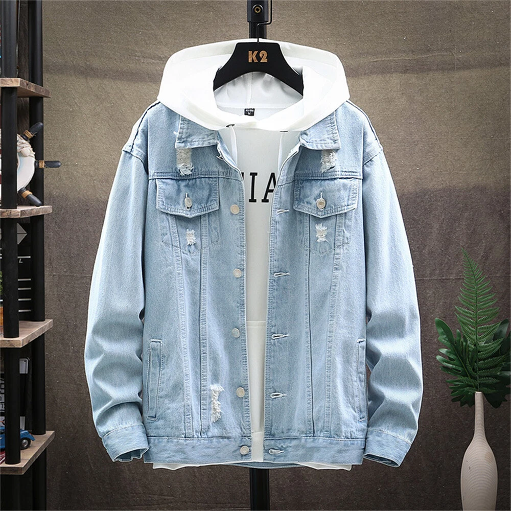 Men's Denim Jacket Casual Button Down Long Sleeve Jean Trucker Jacket
