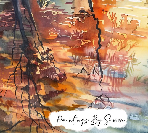 Autumn Forest Reflection, Watercolor Painting Print 5"x7" on Matte Paper - Picture 7 of 7
