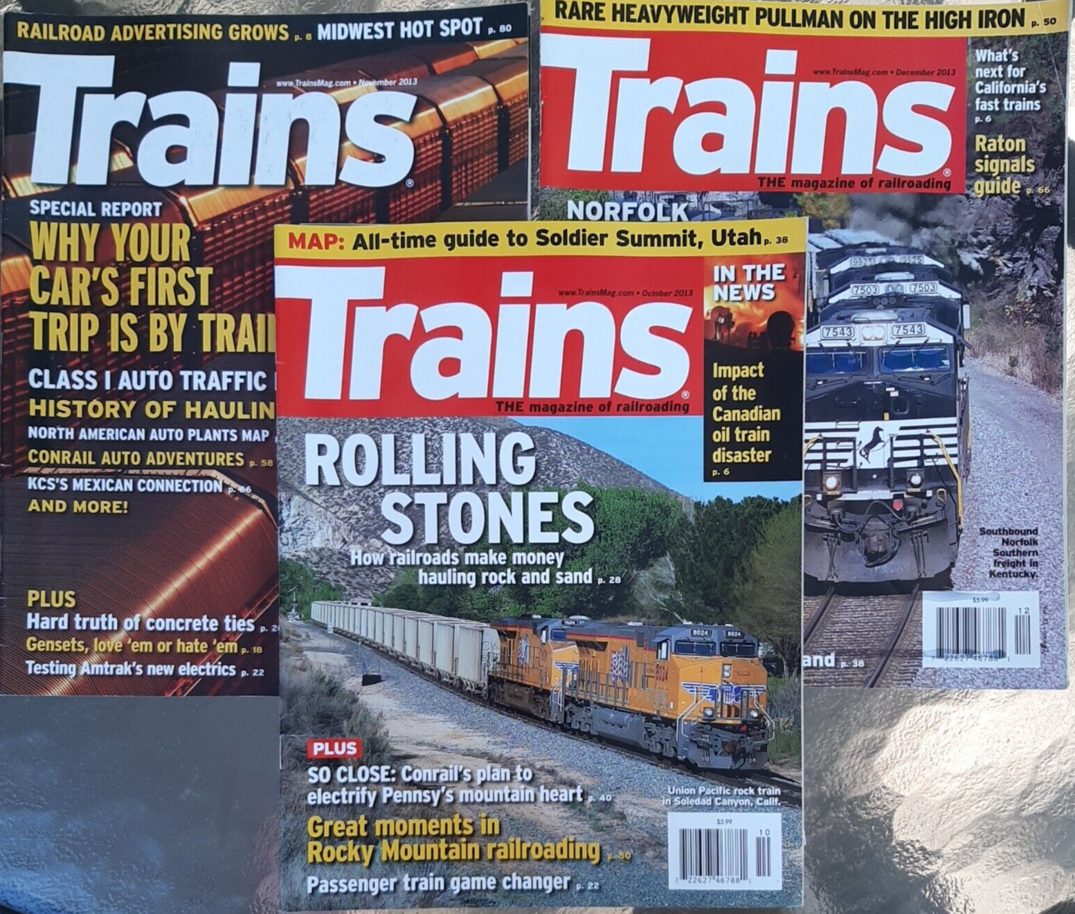 Trains Magazine 3 Issues 2013 Railroad Locomotive Rail Train History Oct Nov Dec