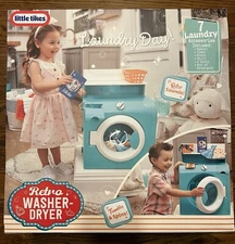 Little Tikes Retro Mid-Century Inspired Washer-Dryer w/ 7 Laundry Accessories