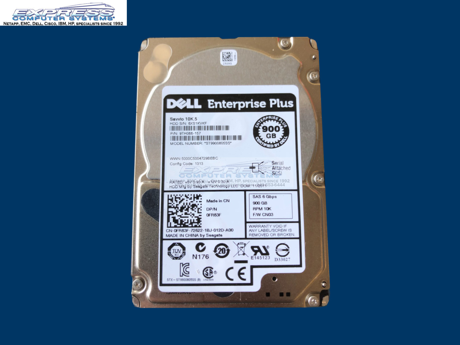 Dell EqualLogic 9TH066-157 900GB 10k 2.5" SAS ST9900805SS FR83F PS4100 ...
