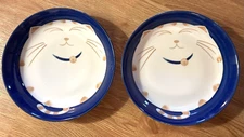 2 CHANG'S  Smiling CAT BLUE PASTA BOWLS,  Soup or Salad Bowls,    9 1/2"   VGC