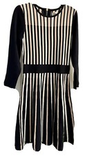 Eliza J Womens Fit & Flare Long Sleeve Knit Dress Navy Blue with Stripes Size S