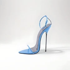 Ultra Thin Metal Stiletto Heel sandals 13cm or 16cm barely there straps UK 4-13