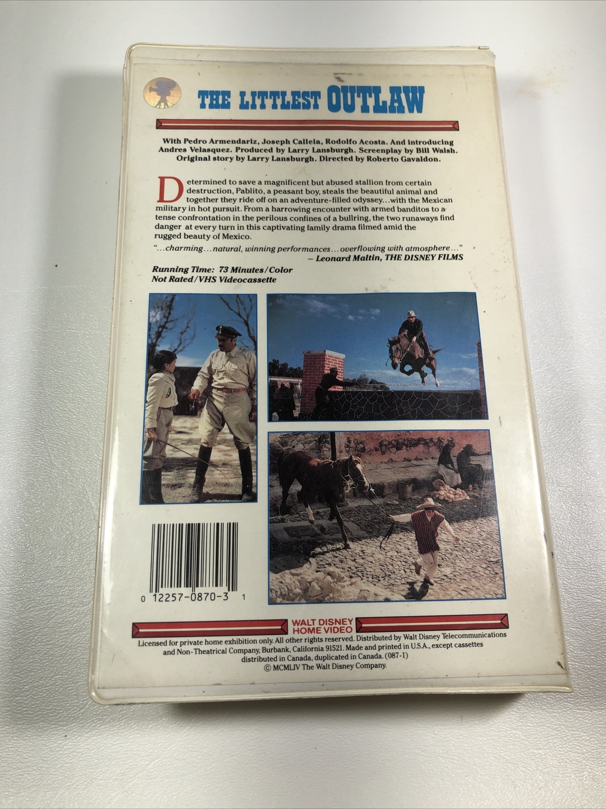 RARE Walt Disney Home Video The Littlest Outlaw VHS WHITE Clamshell RARE Walt Disney Home Video The Littlest Outlaw VHS WHITE Clamshell