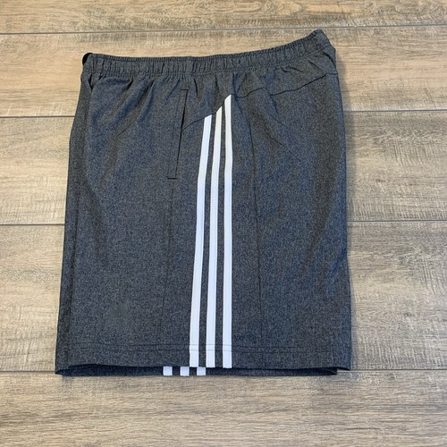 Adidas Mens Athletic Shorts Size Large Gray/White 9” 100% Poly 100% Flawless B6 - Picture 16 of 24
