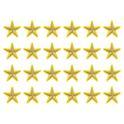 24 Pcs 5Star Patches Iron on Patches Gold Sew Embroidered 1.5IN