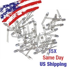 Clear White 5mm LED Light Emitting Diode 20mA 2V 28mm Legs 15PCS US SHIP TODAY!