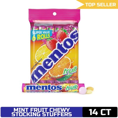 Mentos Chewy Candy Mint Roll Fruit 14 ct 6 pk Christmas Stocking Stuffers for Ad