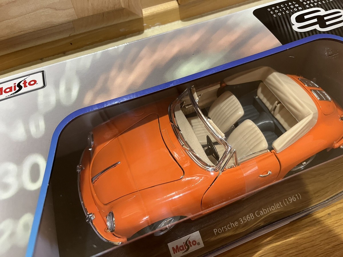 Maisto 1:18 Scale Porsche 356B Cabriolet 1961 Orange Special 