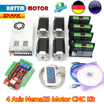 4 Axis Nema23 USB CNC Kit 112mm 2.8Nm 425oz-in Stepper Motor Driver DC 36V 『DE』