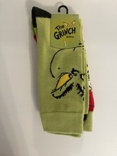 The Grinch Bioworld Christmas Crew Socks 2 Pairs NEW 
