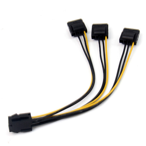 PC PCIe 6pin Female to 3 Molex IDE 4pin Graphic Card Power Supply Splitter Cable - Picture 2 of 5