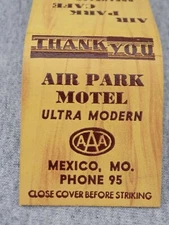 Vtg FS Matchbook Cover Air Park Motel & Cafe Mexico Missouri Ultra Modern AAA