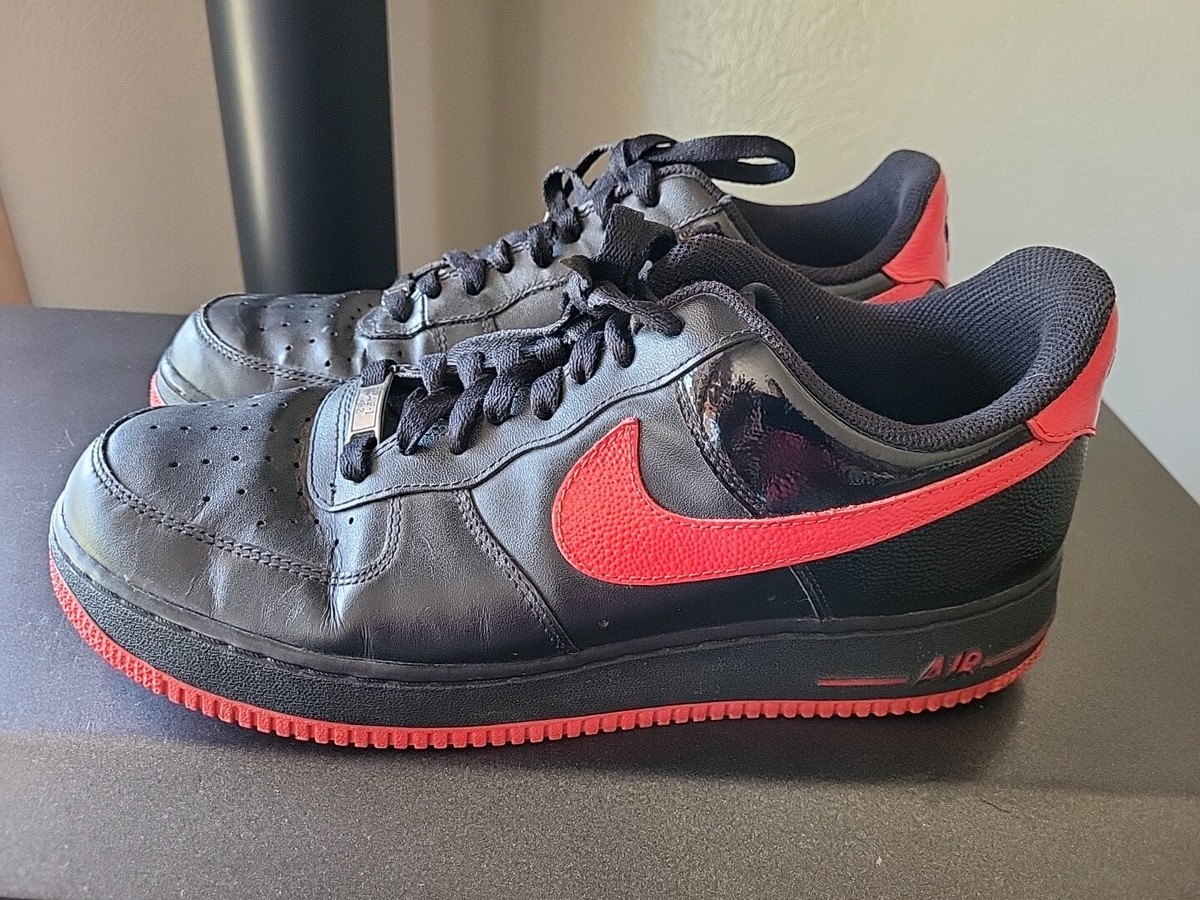 Nike Air Force 1 Low Bred Red Black 10.5 D 315122-035 Patent Red