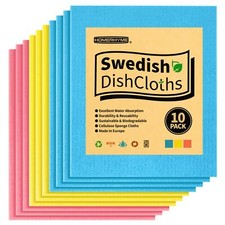 Dish Cloth Swedish - Pack of 10 Cellulose Sponge Cloths Absorbent