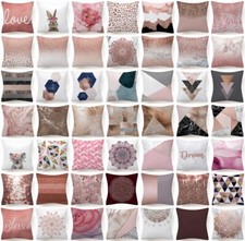 Golden Rose Pink Throw PILLOW COVER Decorative White 2-Sided Cushion Case 18x18"