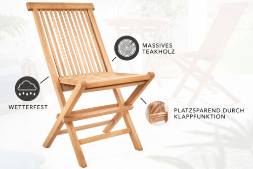 Massiver GartenStuhl Empire Teak TeakHolz KlappStuhl BalkonStuhl Hochlehner - Bild 9 von 10