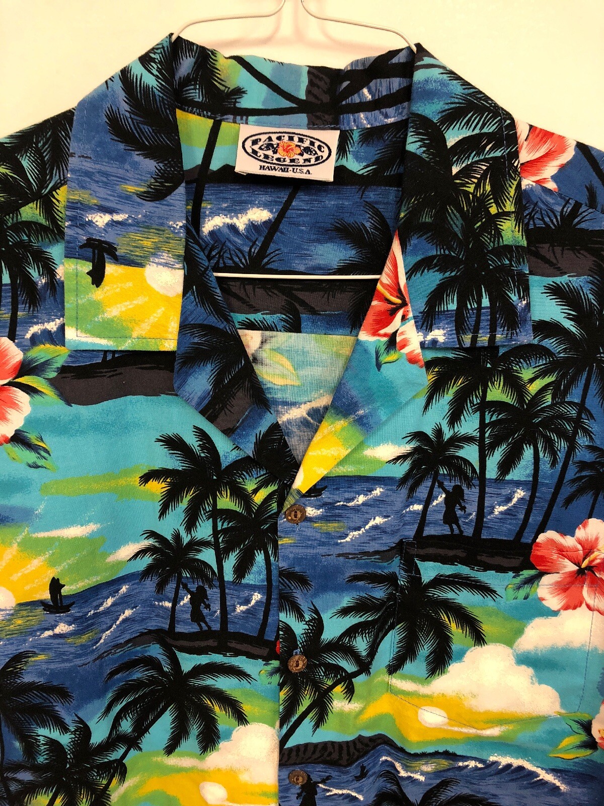 Vintage Pacific Legend Men’s Hawaiian Shirt Size Larg… Gem