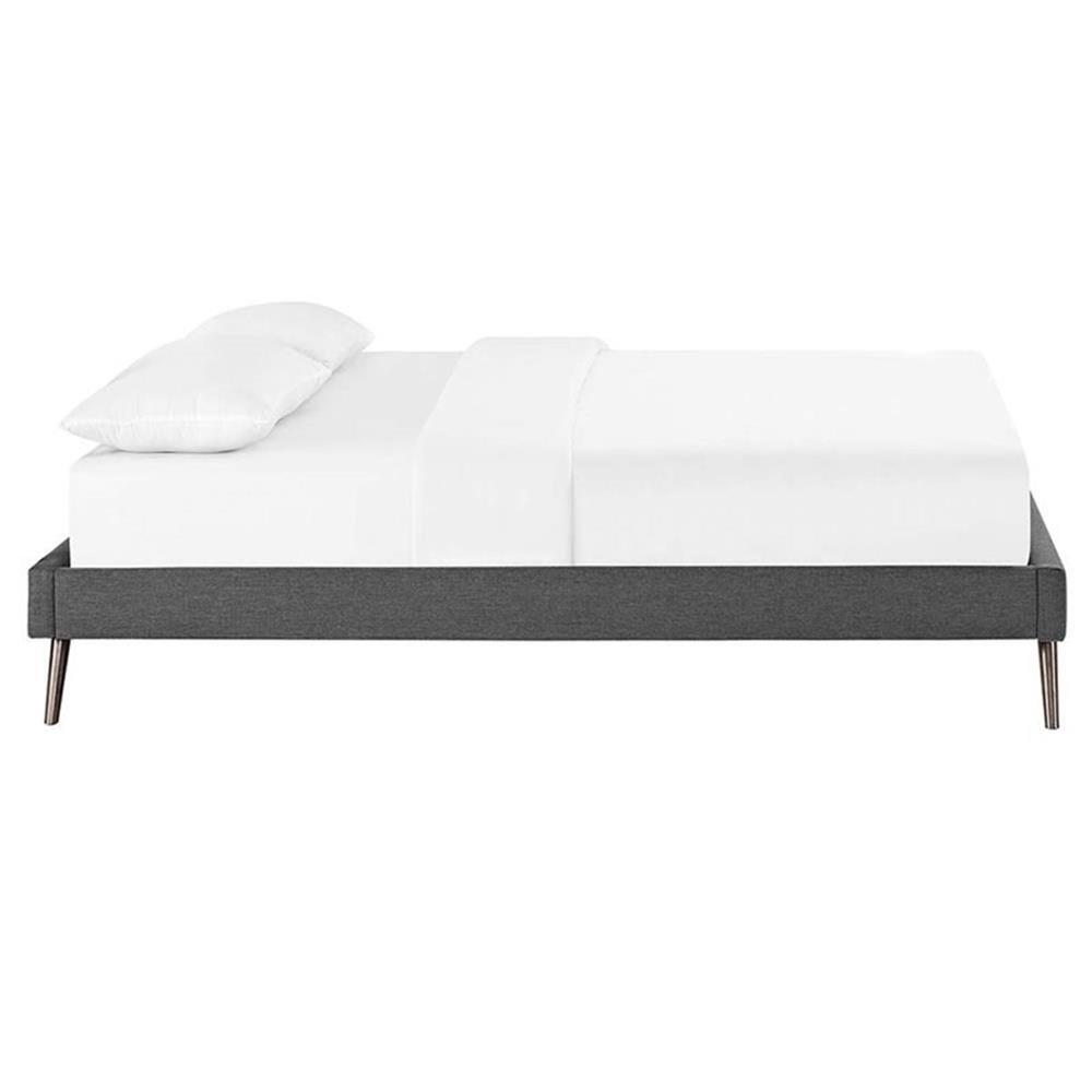 Modway Loryn Queen Polyester Fabric Bed Frame with Round Splayed Legs in Gray