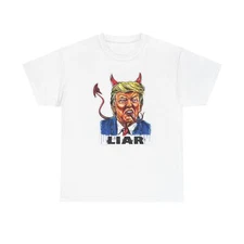 Political Graphic Tee, Trump Liar Satan Horns Forked Tongue Unisex Tee,
