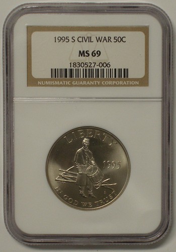 1995 S 50C CIVIL WAR HALF DOLLAR COMMEMORTATIVE COIN NGC MS 69