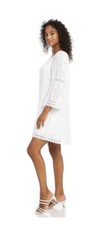 Karen Kane Women’s Size Small White Mixed Lace Eyelet Lined 3/4 Sleeve Dress NWT